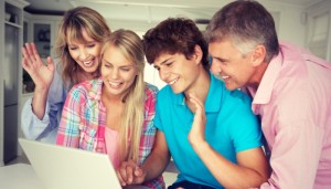 Family using laptop